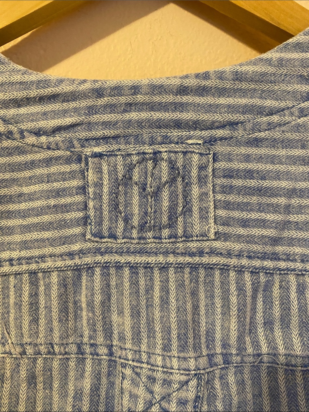 Bluevelvet Mineral Washed Railroad Striped Boho Tunic Henley Shirt Large - Picture 3 of 10